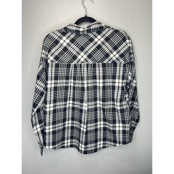 NWT! Savanna Jane Long Sleeve Black Plaid Embroidered Fringe Detail Blouse Top S - Picture 8 of 8